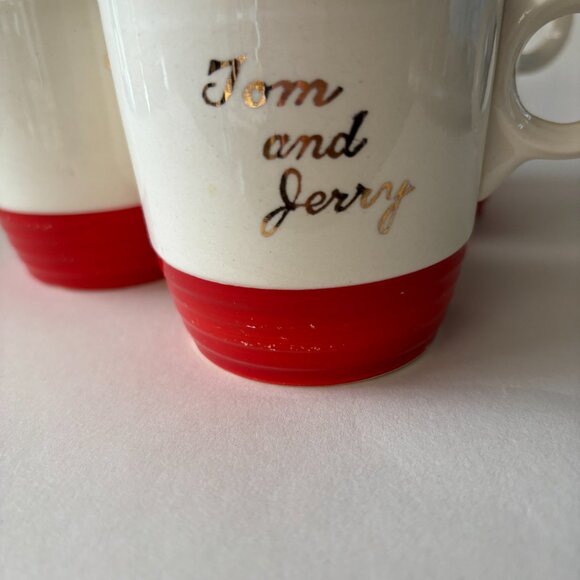 Set of 3 Vintage Red + Gold Punch Mugs - Picture 7 of 8